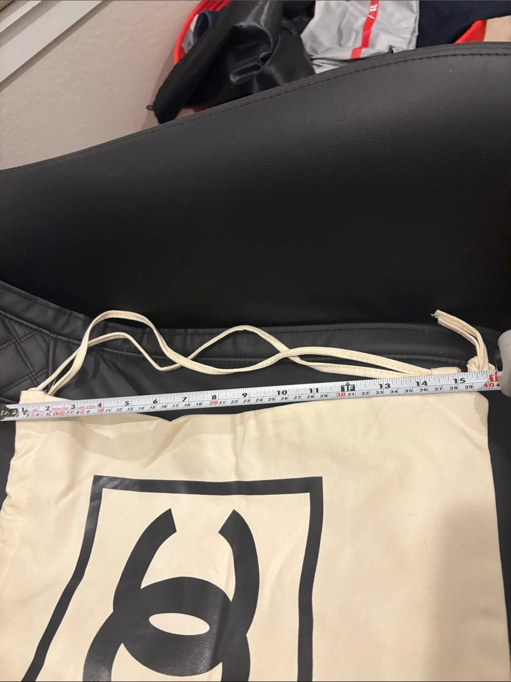 NWT Fashion Canvas Cream Drawstring Backpack with Black Logo